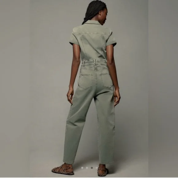 PAIGE, Alexis Olive Green Short-Sleeve Utility Jumpsuit - Picture 3 of 6